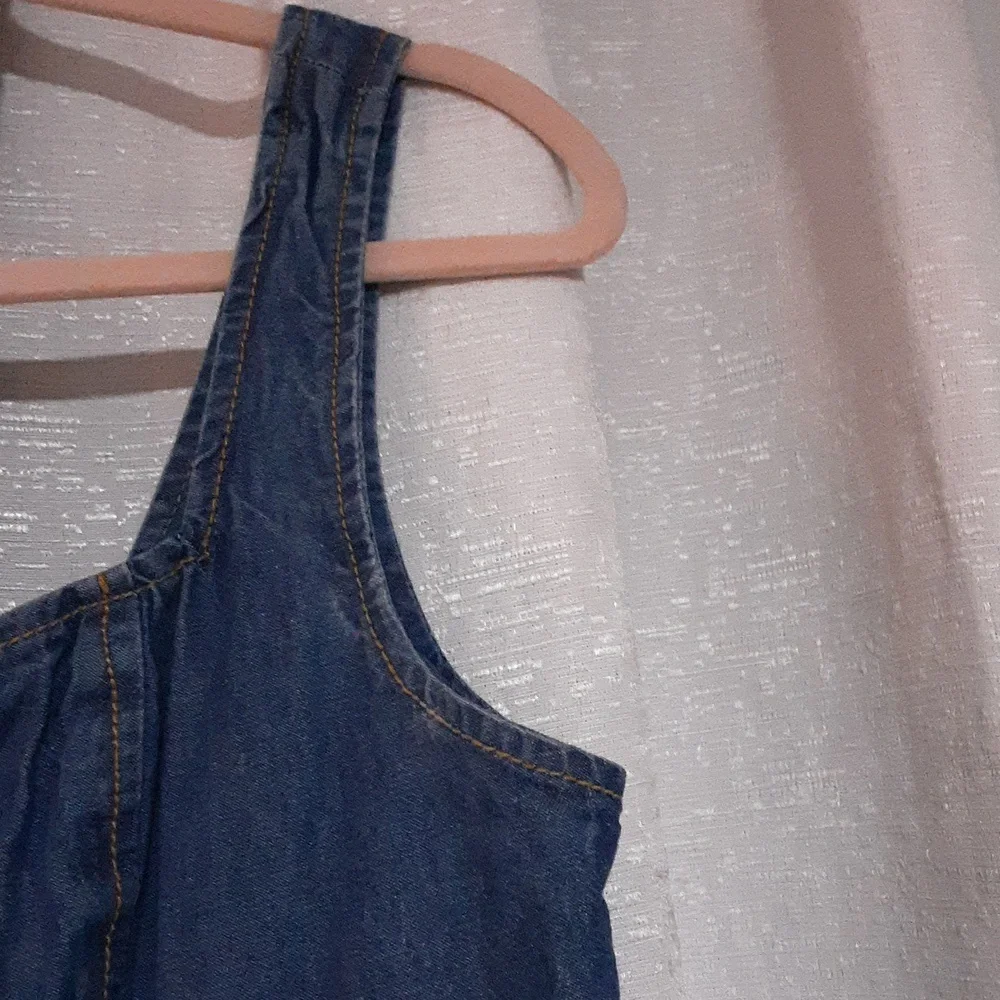 Sincerely Jules 100 % Cotton Women's Blue Denim Jumsuit Size L. Missing Belt.